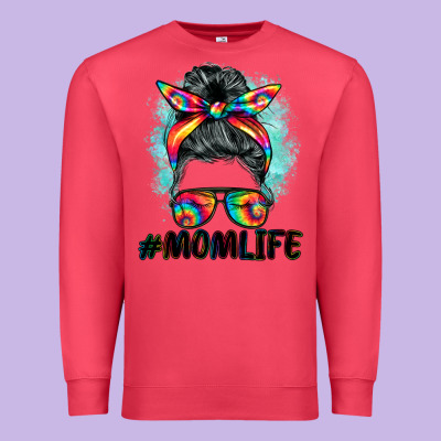 Tie Dye Momlife Messy Bun Premium Sweatshirt Designed By Barkaloodesign