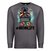 Charcoal Heather tie dye momlife messy bun Premium Sweatshirt - BarkalooDesign
