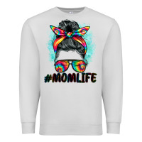 Dove Grey tie dye momlife messy bun Premium Sweatshirt - BarkalooDesign