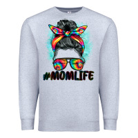 Heather Grey tie dye momlife messy bun Premium Sweatshirt - BarkalooDesign