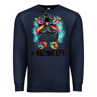 Navy tie dye momlife messy bun Premium Sweatshirt - BarkalooDesign