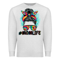 Oatmeal Heather tie dye momlife messy bun Premium Sweatshirt - BarkalooDesign