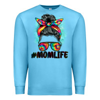 Ocean Blue tie dye momlife messy bun Premium Sweatshirt - BarkalooDesign