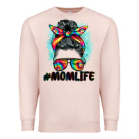 Pale Pink tie dye momlife messy bun Premium Sweatshirt - BarkalooDesign