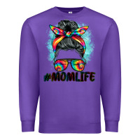 Purple tie dye momlife messy bun Premium Sweatshirt - BarkalooDesign
