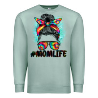 Seafoam tie dye momlife messy bun Premium Sweatshirt - BarkalooDesign