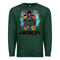 Sports Green tie dye momlife messy bun Premium Sweatshirt - BarkalooDesign