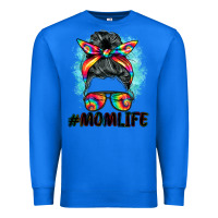True Royal tie dye momlife messy bun Premium Sweatshirt - BarkalooDesign