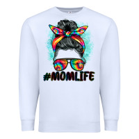 White tie dye momlife messy bun Premium Sweatshirt - BarkalooDesign