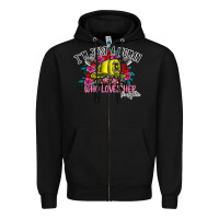 Black im just a woman who loves her firefighter Zipper Hoodie - SublimationCraftShop