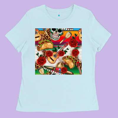 Mexican  Seamless Pattern Ladies Tee Designed By Texasbilliewilder