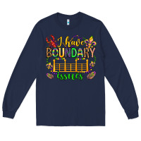 Navy ı have boundary issues mardi gras olivia Long Sleeve Tee - OliviaCreatesArt