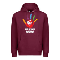 Burgundy LIL Autism Mom Premium Hoodie - CowhideDigitalArt