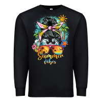 Black summer vibes messy bun Premium Sweatshirt - BarkalooDesign