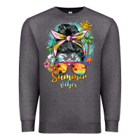 Charcoal Heather summer vibes messy bun Premium Sweatshirt - BarkalooDesign