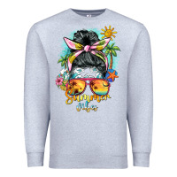 Heather Grey summer vibes messy bun Premium Sweatshirt - BarkalooDesign
