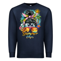 Navy summer vibes messy bun Premium Sweatshirt - BarkalooDesign