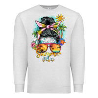Oatmeal Heather summer vibes messy bun Premium Sweatshirt - BarkalooDesign