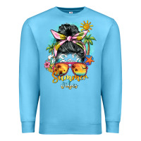 Ocean Blue summer vibes messy bun Premium Sweatshirt - BarkalooDesign