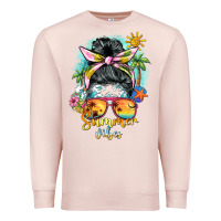 Pale Pink summer vibes messy bun Premium Sweatshirt - BarkalooDesign