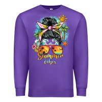 Purple summer vibes messy bun Premium Sweatshirt - BarkalooDesign