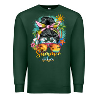 Sports Green summer vibes messy bun Premium Sweatshirt - BarkalooDesign