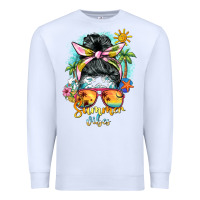 White summer vibes messy bun Premium Sweatshirt - BarkalooDesign