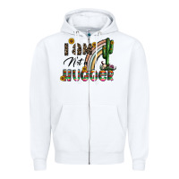 White i am not a hugger Zipper Hoodie - CowhideDigitalArt