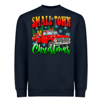 Navy Small town Christmas Heavyweight Sweatshirt - CowhideDigitalArt