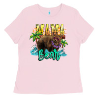 Bubblegum Pink Mama bear summer Ladies Tee - NancyCooperArtShop