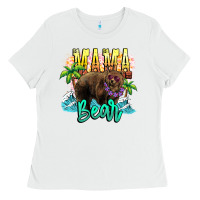 White Mama bear summer Ladies Tee - NancyCooperArtShop