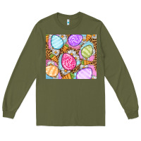 Army Green Easter eggs daisies carrots Long Sleeve Tee - OliviaCreatesArt