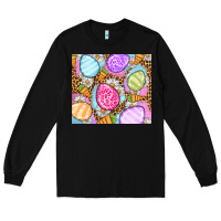 Black Easter eggs daisies carrots Long Sleeve Tee - OliviaCreatesArt