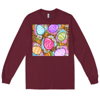 Burgundy Easter eggs daisies carrots Long Sleeve Tee - OliviaCreatesArt