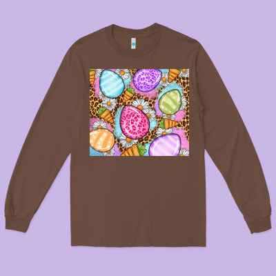 Easter Eggs Daisies Carrots Long Sleeve Tee Designed By Oliviacreatesart