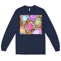 Navy Easter eggs daisies carrots Long Sleeve Tee - OliviaCreatesArt
