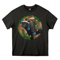 Asphalt Black Angus Bull with Christmas Lights Heavy Core Tee - RanaPortraitStore