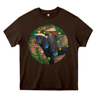 Chocolate Brown Black Angus Bull with Christmas Lights Heavy Core Tee - RanaPortraitStore