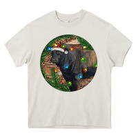Cream Black Angus Bull with Christmas Lights Heavy Core Tee - RanaPortraitStore