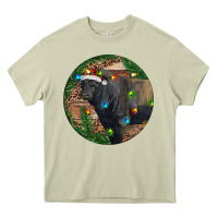 Mossy Black Angus Bull with Christmas Lights Heavy Core Tee - RanaPortraitStore