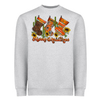 Heather Grey western Christmas Heavyweight Sweatshirt - CowhideDigitalArt