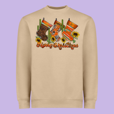 Western Christmas Heavyweight Sweatshirt Designed By Cowhidedigitalart