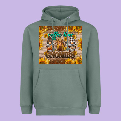 Coffee Time Gnomies Heavyweight Hoodie Designed By Barkaloodesign