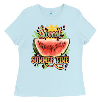 Baby Blue sweet summer time watermelon Ladies Tee - NancyCooperArtShop