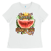 White sweet summer time watermelon Ladies Tee - NancyCooperArtShop