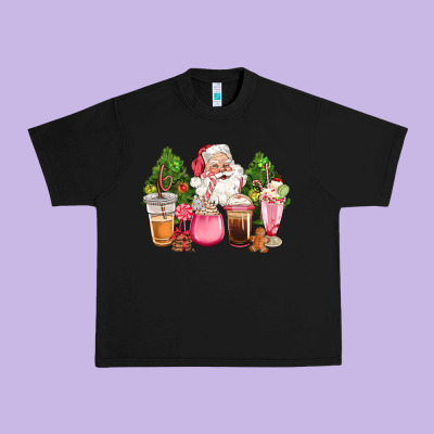 Pink Christmas Santa Coffe Cups Urban Heavy Tee Designed By Cowgirlartshop