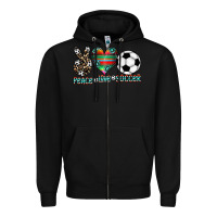 Black peace love soccer Zipper Hoodie - CowhideDigitalArt