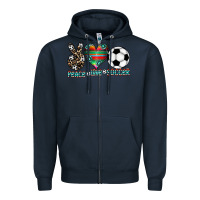 Navy peace love soccer Zipper Hoodie - CowhideDigitalArt