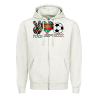 Oatmeal Heather peace love soccer Zipper Hoodie - CowhideDigitalArt