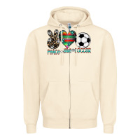 Sandshell peace love soccer Zipper Hoodie - CowhideDigitalArt